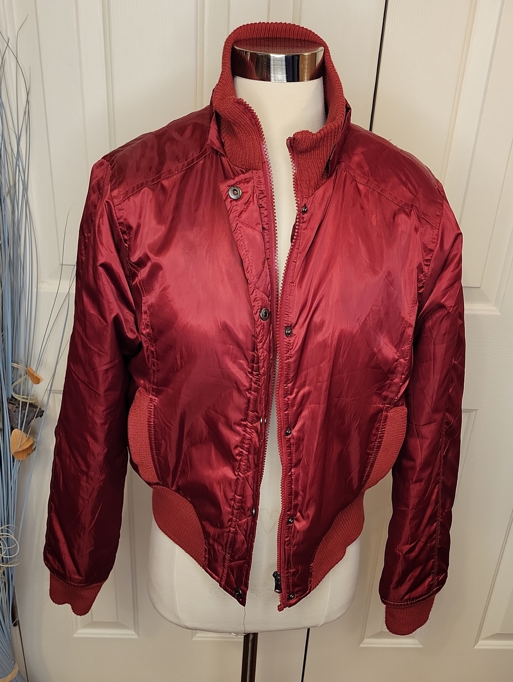 Women's Maroon Bomber Jacket - Classic Lightweight Coat